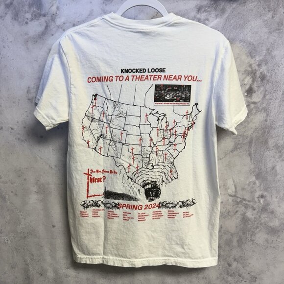 Knocked Loose 2024 Tour T Shirt Mens Small 17.5x25 White Metal Band - Picture 2 of 11
